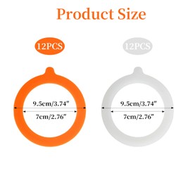 12er-Pack Silikon-Ersatzdichtungen, 70 x 95 mm, Frischhaltering, Auslaufsicherer Dichtungsring, Weicher Ersatz, Silikondichtung, für Frischhaltegläser, Glasgefäße, Einmachglas-Gummiring (Weiß)