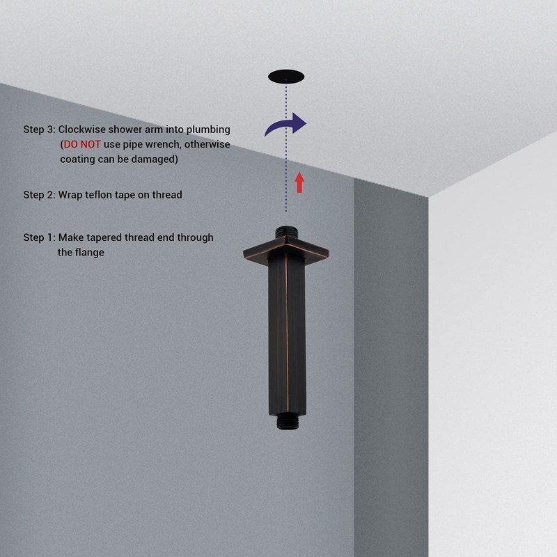 Brushed Bronze Ceiling Mounted Shower Arm with Flange 6 Inch
