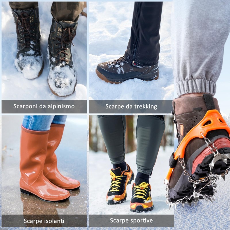 AGPTEK Ice Tacchetti 19 Denti, Ramponi da Ghiaccio per Scarpe