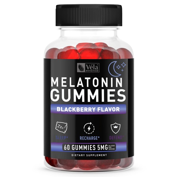 Véla Melatonin BlackBerry Gummies 5mg, Nighttime Sleep Support Chewable Supplement | 60 Count