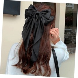 Vaguelly 2pcs Big Bow Hairpin Metal Spring Clips for Women Girls Hair Bows Clips Long Tails for Office Evening Dress