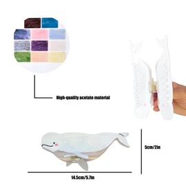 Novelty Beluga Whale Hair claw clip，Funny Sea Creature Shape Acetate Hair Clip，Cute Acetate Hair accessories,New Big Claw Barrettes For Women. (Beluga Whale)