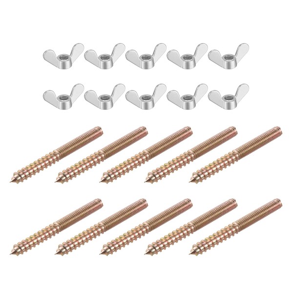 sourcing map M6 Wing Nuts Butterfly Nut Silver Tone 10pcs