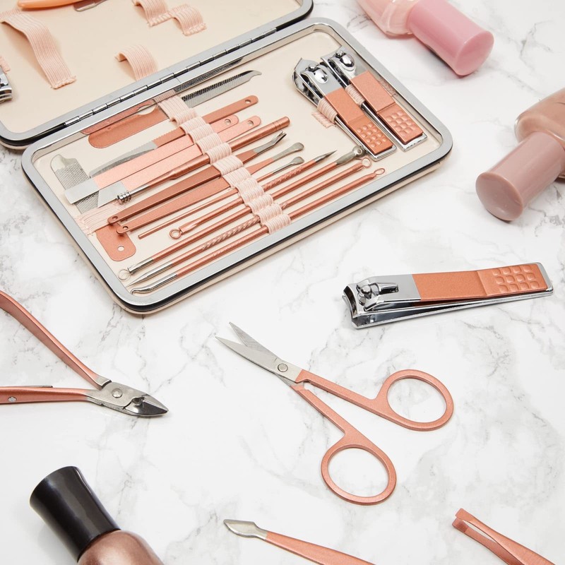Juego de herramientas para manicura y pedicura (23 piezas), color