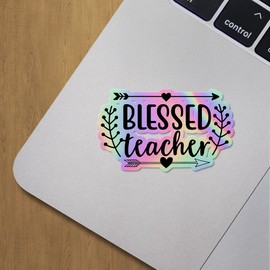 Holographic Decal Stickers of Blessed Teacher Premium Waterproof Vinyl Decal Stickers for Laptop Phone Accessory Helmet Car Window Mug Tuber Cup Door Wall Decoration ANDVER3f25681HO