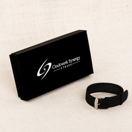 Clockwork Synergy - Perlon Watch Strap Braided Nylon Band (24mm, Black)