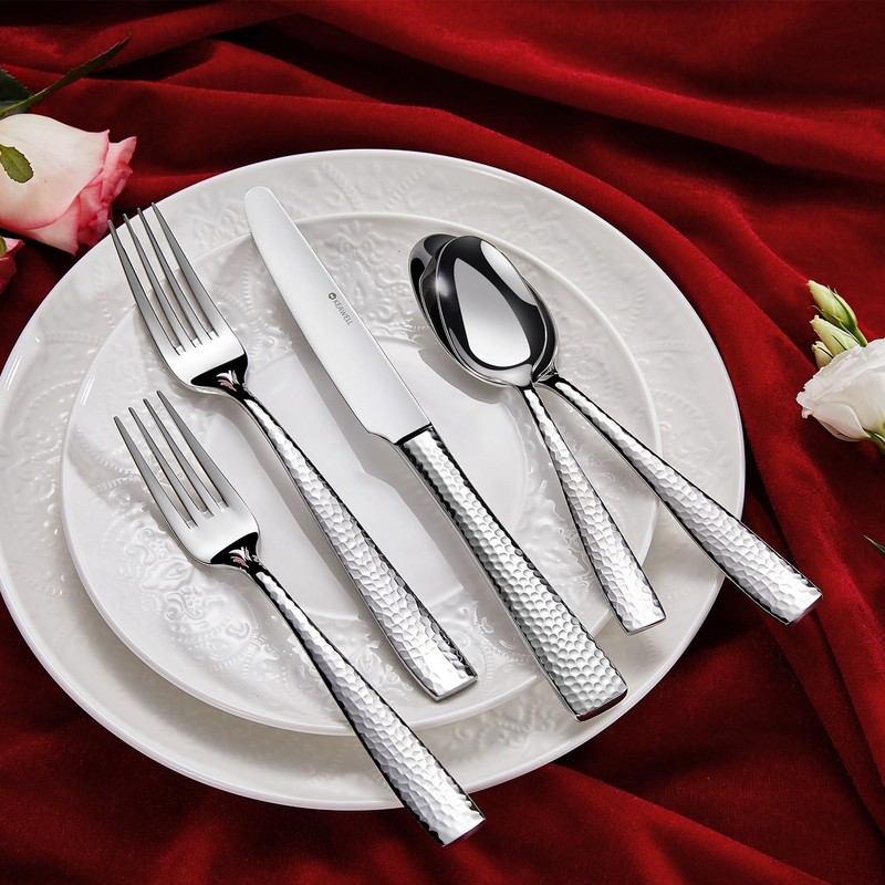 KEAWELL Premium 8-Piece 7.6 inch Louis Hammered Fork Set, 18/10