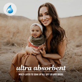 Kishu Baby Indi GOTS Organic Infinity Scarf Bib Set - 4-Way Reversible, 8 Layer Muslin Drool Bibs (Fiesta Set)