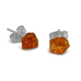 Vifaleno Natural Raw Citrine Stud Earrings 8-9mm 925 Silver, Sterling Silver