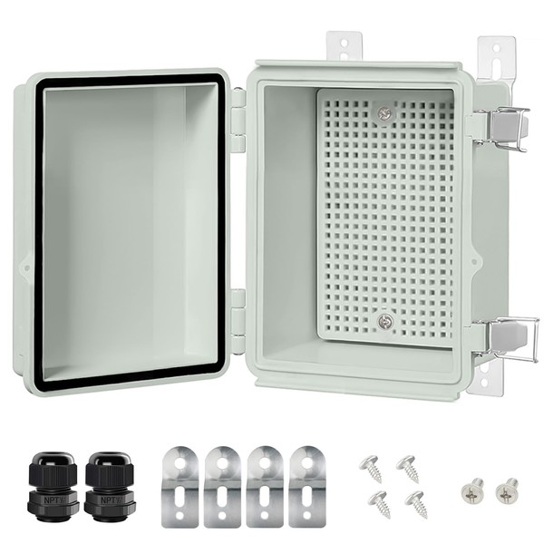 LeMotech Electrical Box, IP67 Waterproof Hinged Cover Stainless Steel Latch