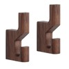 Walnut Wood Wall Peg Rack Hooks 2 Pack, Natural Wooden