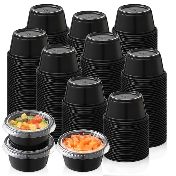 AOZITA 200-2 oz Black Jello Shot Cups, Portion Cups, Small