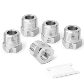 TAISHER 2 Pcs Forging of 304 Stainless Steel Reducer Hex Bushing, 3/8" Male BSP to 1/4" Female BSP, Reducing Forging Pipe Adapter Fitting, for Water Oill Air Gas