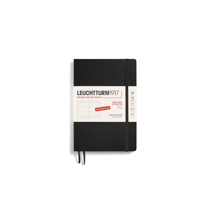 LEUCHTTURM1917 370563 Weekly Planner 2025, Medium A5 Softcover - 12-Month
