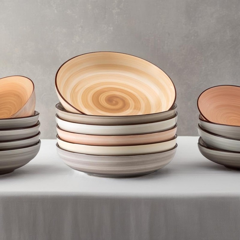 Sweese 6-Pack Ceramic Pasta Bowls, Neutral Extra Large 30 Fl