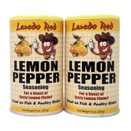 2 Pack of Award Winning Seasoning Laredo Red Spice Shakers (8oz, Lemon Pepper)
