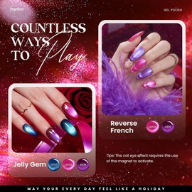 beetles Gel Polish Beetles Cat Eye Gel Nail Polish Set, 20 Colors Magnetic Gel Polish Red Purple Blue Color Polish Set with Double-ended Pen and Magnet, Base&Top Coat, Manicured Soak Off UV Valentine's Gift for Women