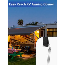 THMMN RV Awning Puller Easy Reach Rod Opener Pole Portable Telescopic Retractable Accessories Parts for Canopy Stainless Steel - 1Pack