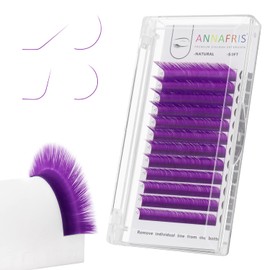 ANNAFRIS Coloured Eyelash Extension, Purple 0.07 C, 8-15 mm Mix, Individual Eyelash Extensions, Volume Eyelashes, Colourful Individual Eyelashes, Classic (Purple 0.07-C Mix)