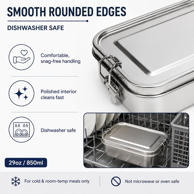 Stainless Steel Bento Box 29oz (850ml) - 2 Pack Leak