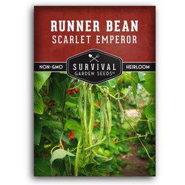 Survival Garden Seeds Scarlet Emperor Runner Bean Seeds for Planting - 1 Seed Packet with Instructions to Plant & Grow Red Multiflora Beans in Your Home Vegetable Garden - Non-GMO Heirloom Variety