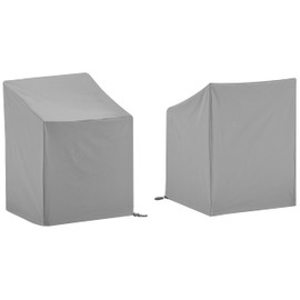 Crosley Furniture Patio Furniture Covers, Waterproof 2-Piece Outdoor Chair Cover Set for Dining Chairs, Gray