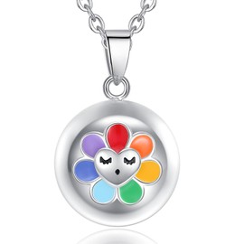 EUDORA Harmony Ball Bola Engelsrufer Pregnancy Necklace for Women, Seven Colour Flower Angel Wish Wishes Mexico Ball Pendant for Future Mum, Jewellery, Gift for Pregnant Women, Copper, No Gemstone