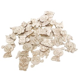 Creaides 100Pcs Mini Dog Wood DIY Crafts Cutouts Wooden Dog Shaped Slices Embellishments Unfinished Wood Ornaments for Baby Shower Wedding Birthday Christmas Party Decorations