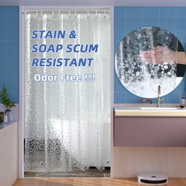 Stall Shower Curtain Liner 54x72 Inches, EVA Pebble Waterproof Vinyl Shower Liner with 2 Weighted Magnets for Bathroom, No Smell Shower Curtain Liner