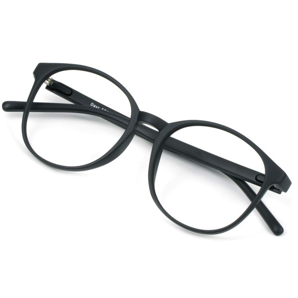 VisionGlobal Blue Light Blocking Glasses for Women/Men, Anti Eyestrain, Stylish Oval Frame, Anti Glare (Black, 1.75 Magnification)
