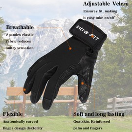 Intra-FIT Breathable Climbing Gloves,Full-Finger Padded Hiking/Rope Gloves for Rappelling Rock Climbing Sailing Adventure(L,One Pair)