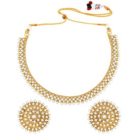 Aheli Bollywood Fashion Faux Stone Wedding Necklace Big Aretes Indian Traditional Ethnic Stylish Wedding Wear Jewelry Set Gift for Women Girls (rosa)