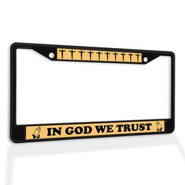 Fastasticdeals Metal Insert License Plate Frame in God We Trust A Weatherproof Car Accessories Black 2 Holes Solid Insert