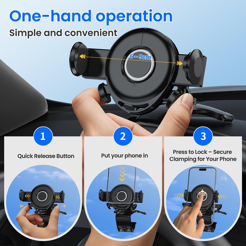 RIEMKSL Car Phone Holder Dashboard Phone Mount, 2025 Upgraded 360