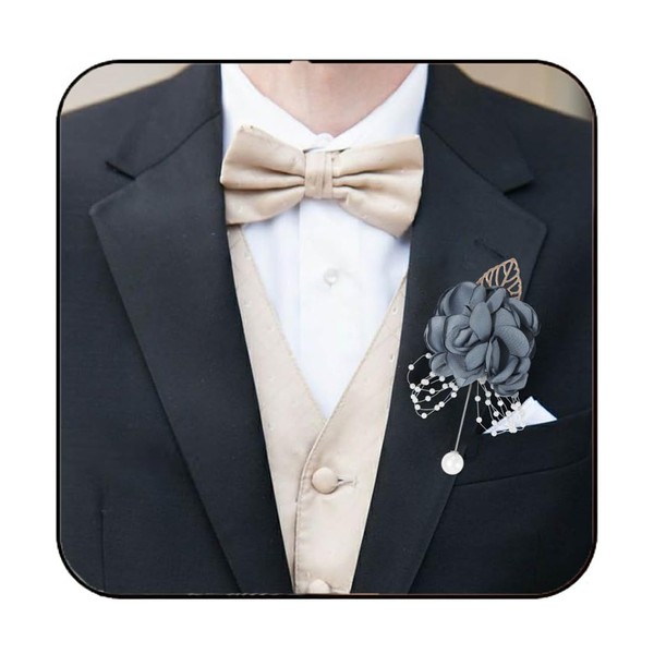 Latious Bride Wedding Satin Flower Boutonniere Blue Men Rose Boutonniere