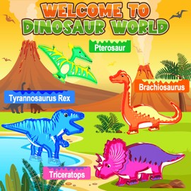 Coodoo Dinosaur Toys Magnetic Tiles Lava Dinosaur World Set - Magnetic Blocks Building for Kids 3-5 5-7 Girls Boys Toy Age 4-6 6-8, Classroom Must Haves Toddler Sensory for 3+ Year Old Kids Toys