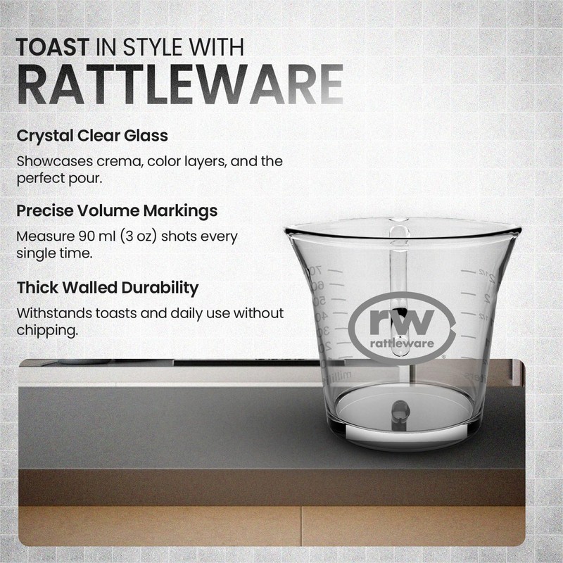 Rattleware Espresso Shot Glass Pitcher – Double Spouted Genuine Barista
