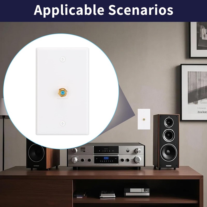 XGGYA 1 Port Coax Wall Plate,3Ghz Gold-Plated F-Type Keystone Wall