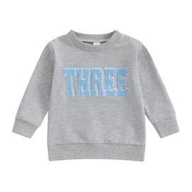 Lamuusaa Toddler Baby Girl Boy Birthday Outfit One/Two/Three/Four/Five/Six Embroidery Sweatshirt Shirts Birthday Gift