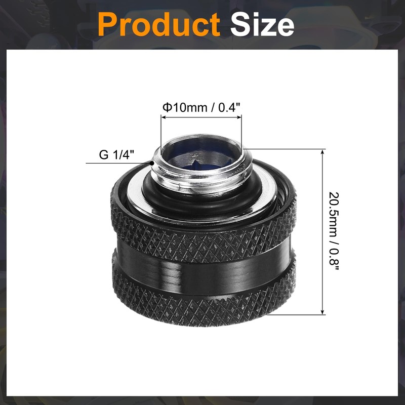 sourcing map G1/4" Water Cooling Adapter 10mm OD Copper Water-Cooled