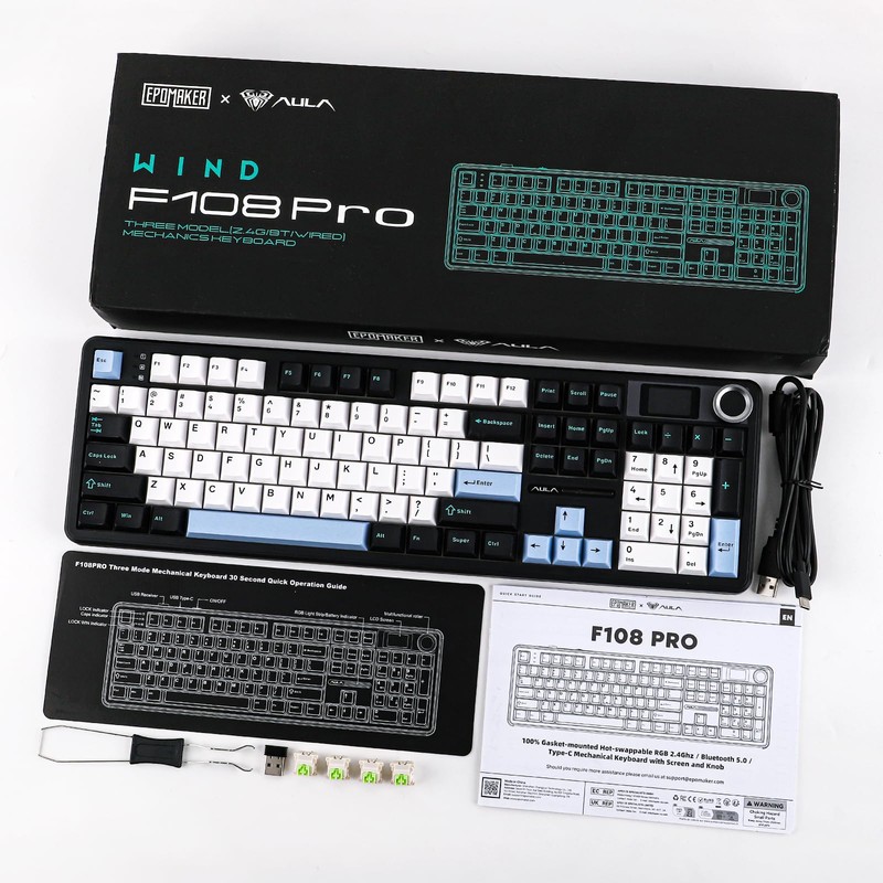 EPOMAKER X Aula F108 PRO Wireless Gaming Keyboard with Screen,