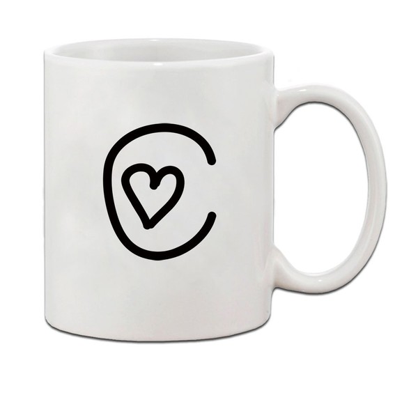 "C" Love Hearts Initial Monogram Personalized Letter C Ceramic Mug