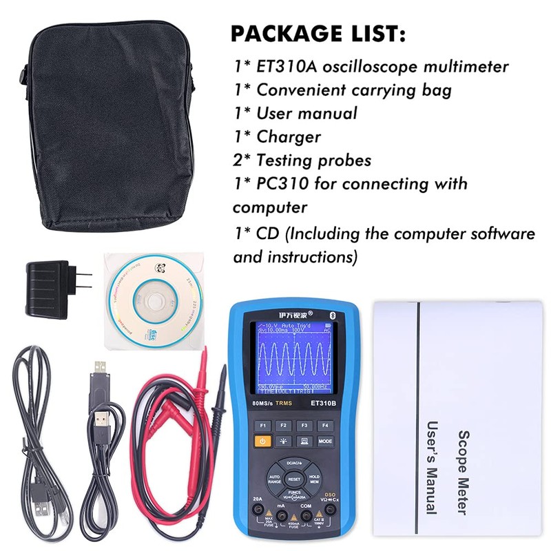 EONE ET310A Handheld Oscilloscope Multimeter, Computer Connectable, 80M Sampling Rate