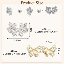 8 Pairs Of Butterfly Waist Buckles, Metal Waist Buckles, Detachable Waist Buckles, Pants Waist Tightener, Pants Waist Adjustment Clips, Clothing Accessories