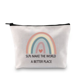 SLP Rainbow Zipper Pouch Speech Therapy Gift SLPs Make The World A Better Place Makeup Bag SLP Graduation Gift for Speech Teacher (SLPs Make Makeup CA)