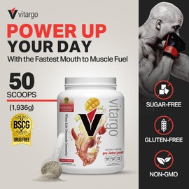 Vitargo Carbohydrate Powder, 2X Faster Digesting, 4.4 LB Fruit Punch, No Bloat, No Crash, Pre, Intra & Post, Sugar-Free Complex Carb Powder for Recovery, Endurance & Muscle Gain, Made in USA