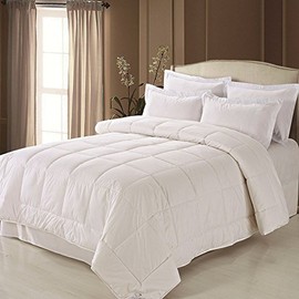 Fresh Ideas Washable Australian Wool Filled Cotton Comforter, Hypoallergenic Bedding, Full/Queen