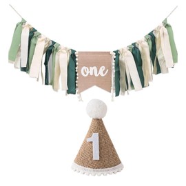 ZGDEIWGF 1 Piece 1st Birthday Banner, 1 Piece 1st Birthday Hat, Kids Birthday Decorations, Jungle Banner Decorations, Background Decorations For Birthday Parties