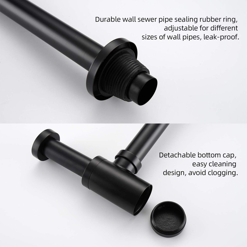 Miraga Bathroom Sink Stopper P-Trap Complete Set Adjustable 1-1/4 Sink