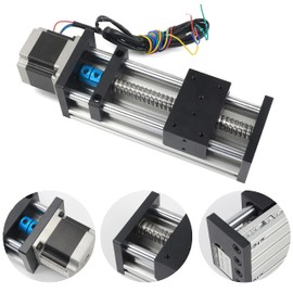 RATTMMOTOR EBX1605 200mm / 7.87" CNC Linear Stage Actuator, Double Optical Axis Linear Slide Rail and 1605 Ball Screw CNC Linear Motion Rail Guide with Nema23 Stepper Motor for DIY CNC Router Machine